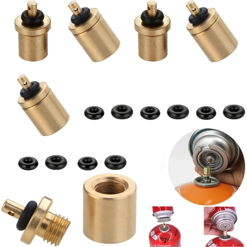 5Pcs Outdoor Gas Refill Adapter Tips Inflation Valve Nozzle Connector,Fill Butane Tank Gas Refill Adapter, Cartridge Refilling