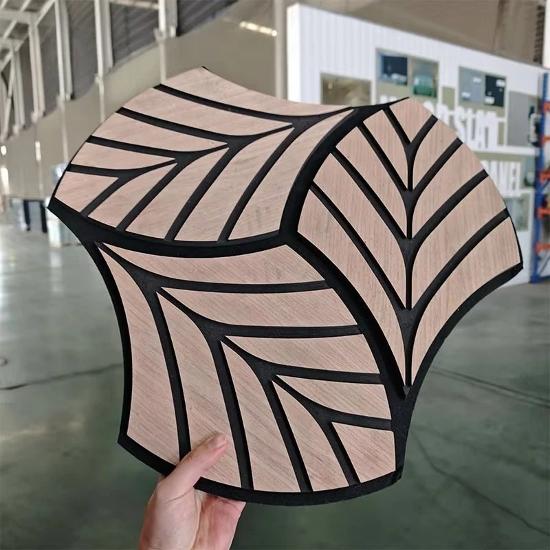 Carved Acuostic Wall Cladding DIY Decoration Polyester Fiber With Technical Wood Veneer 9mm In Cheap Price