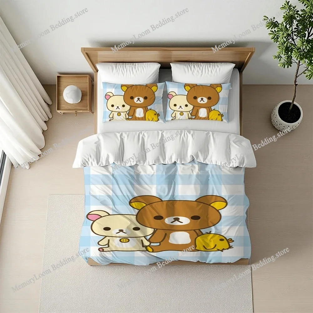

Cartoon R-Rilakkuma Cute Duvet Cover Set Home Style Bedding Soft Laundry Cotton Bed Four Seasons Student Dormitory Luxury Gift