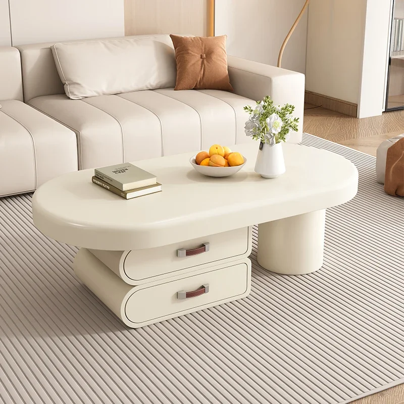 

Simple Storage Coffee Table Modern Nordic Unique Beige Oval Living Room Tables Modern Italian Mesa Auxiliar Salon Home Furniture