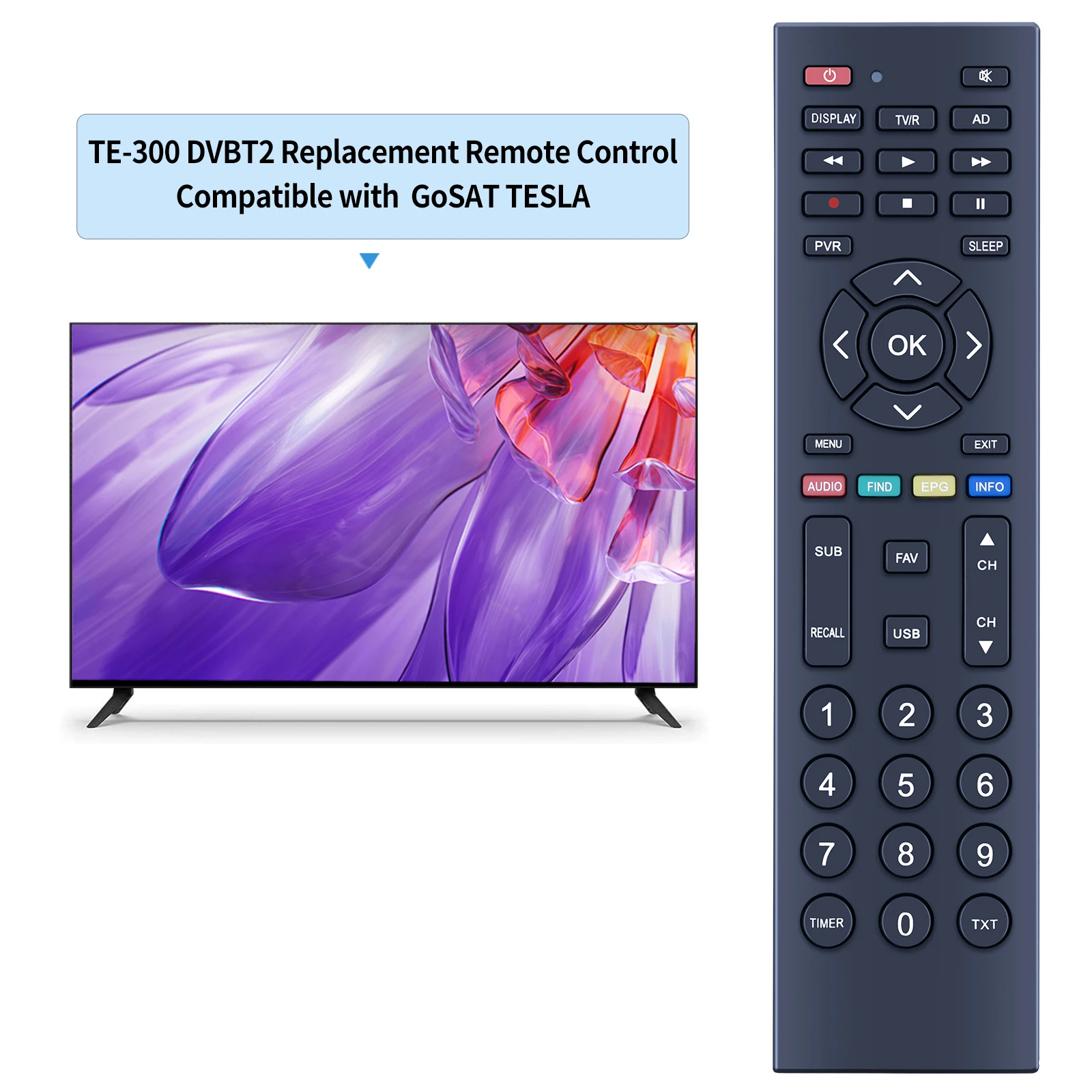 New Remote Control For Tesla TE-300 PLUS DVB-T2 Set Top Box