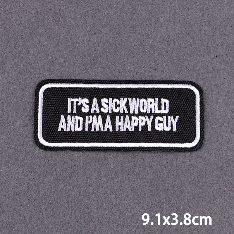 Schwarzer Aufnäher mit Slogan zum Aufbügeln für Kleidung, DIY-Stickerei-Applikation, Bügelbare Aufnäher, DIY-Bügelsticker, Abzeichen – Detail 36