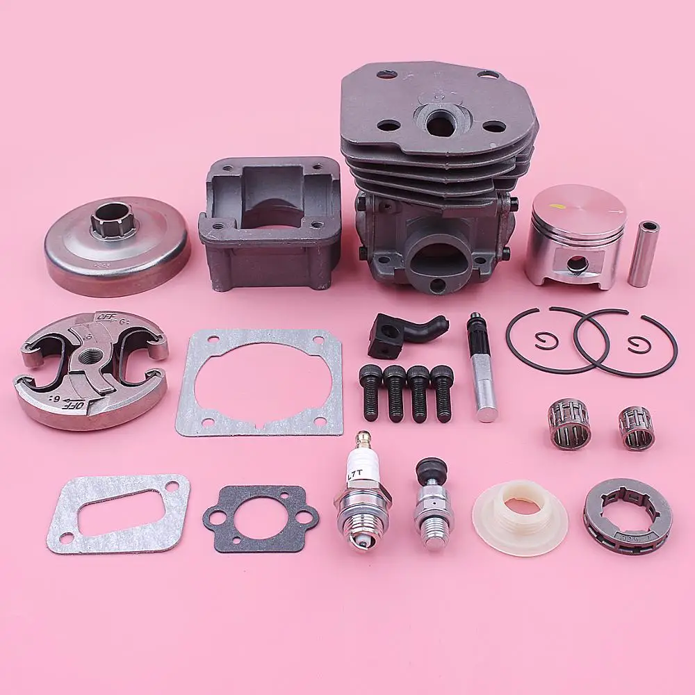 

45mm Cylinder Head Pan Base Kit For Husqvarna 350 351 353 346XP 537253002 503 88 59 01 503980002 w Piston Clutch Drum Sprocket