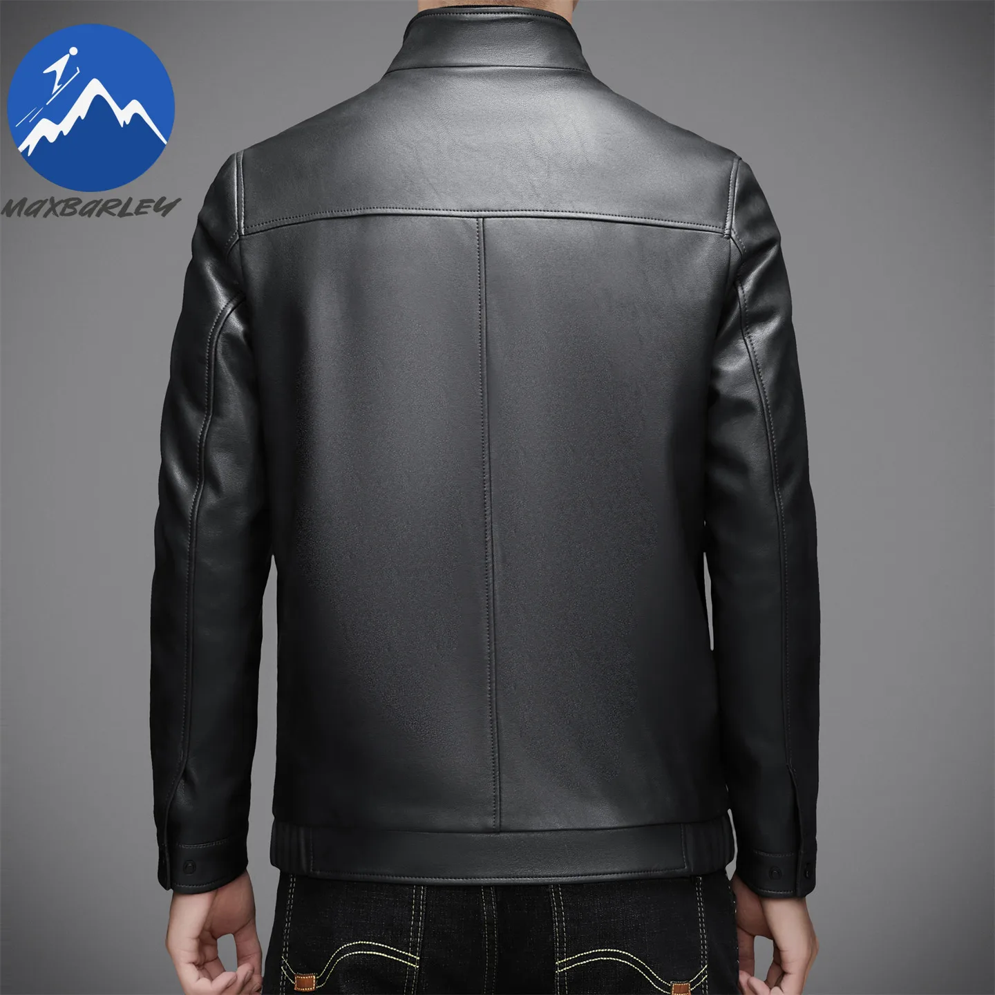 Maxbarley Autumn 2025 Luxury Leather Jacket Men High Quality Vintage Brown PU Leather Coat Brand Clothing Motorcyclist Jacket - Detail 1