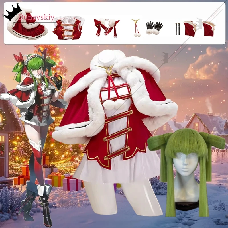 Аниме Code Geass: Hangyaku no Lelouch костюмы для косплея C.C. Рождественская форма, красное платье-накидка, комплект для рождественской вечеринки, женский комплект