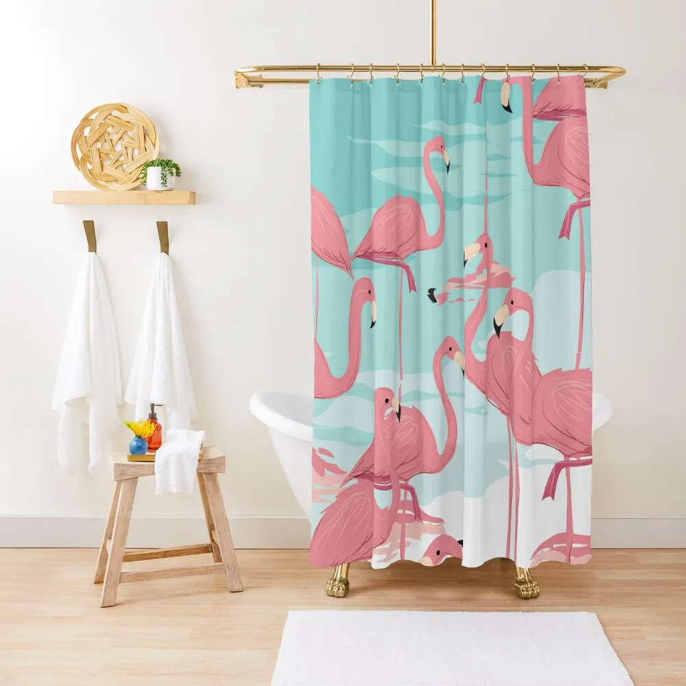 

Kitschy Retro Flamingos Shower Curtain Bathroom Accessorys Anime Bathroom For Bathroom Shower Set For Curtain