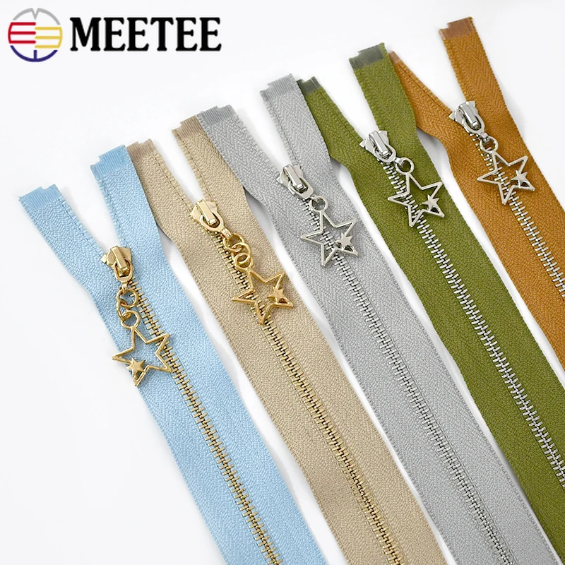 3Pcs Meetee 3# 15-70cm Metal Zippers Gold/Sliver Teeth Star Heads Zip DIY Bags Garment Repair Kit Sewing Replacement Accessories