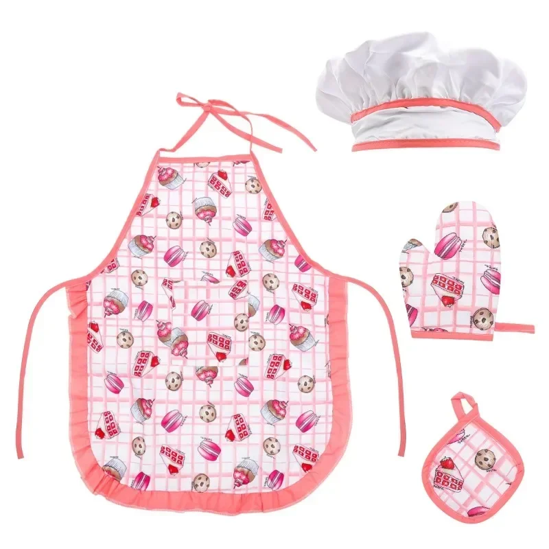 Play House Kitchen Toys Kit Chef Suit Apron Cake Mini Baking Mold Glove Spoon Cup Hat Tool Pretend Play Girls Birthday Gifts