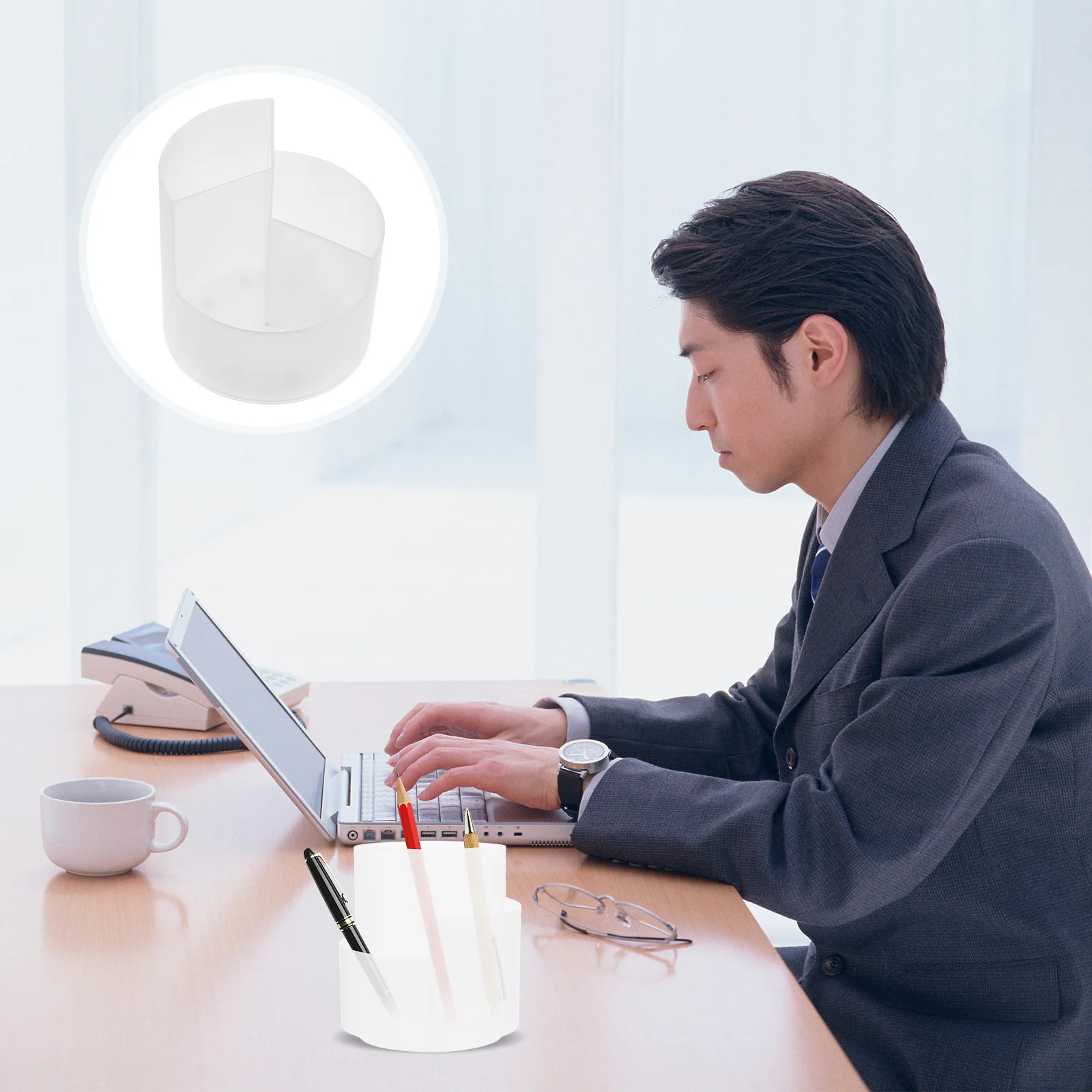 Multifunctional Rotating Pen Holder 7 Grids Design Desktop Storage Bucket Organizer for School Home Office Use