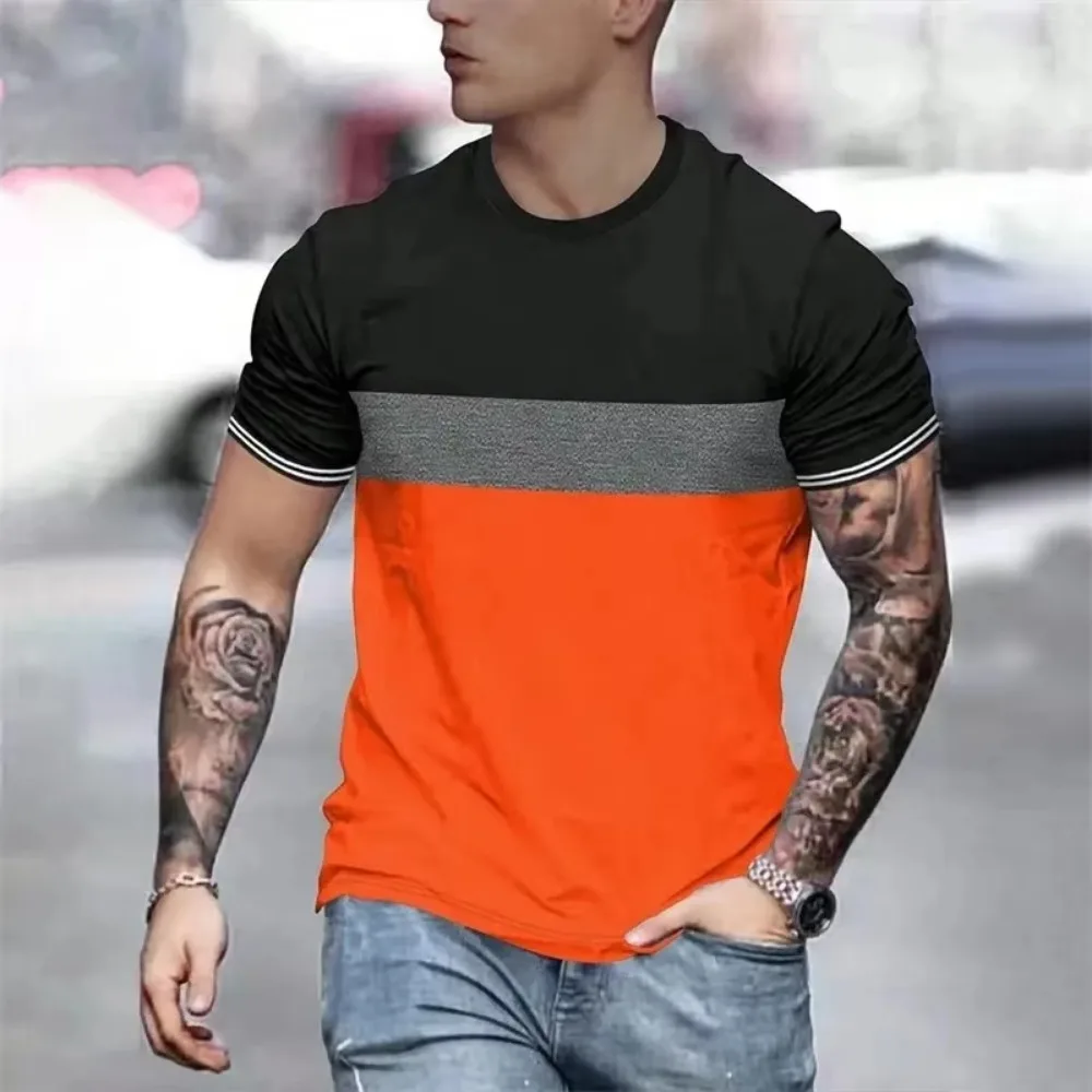 Multicolored Horizontal Stripes Pattern 3D Print Men Sport T-shirt Outdoor Street Casual Fashion Quickdrying Breath Parent-child