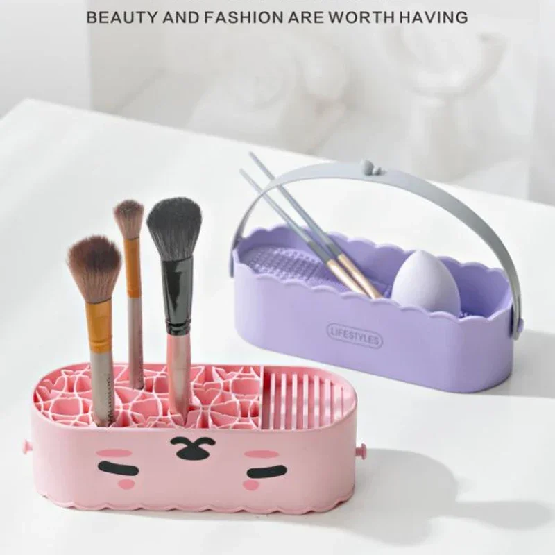 Make-upborstel Reinigingsdoos Poederdons Schoonheid Ei Reiniging Drogen Geïntegreerd opbergrek Cosmetische opbergdoos Reinigingsgereedschap