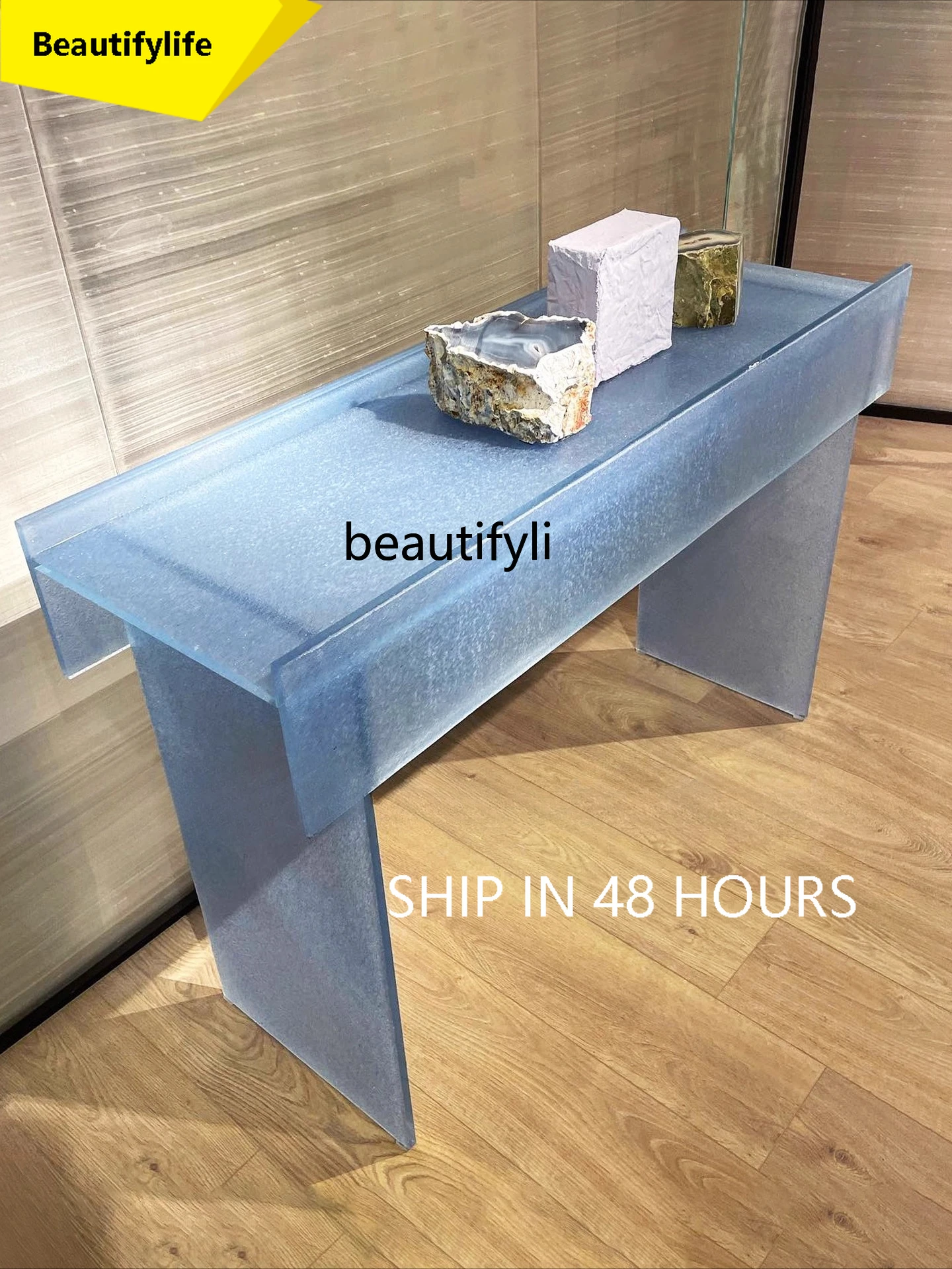 

Minimalist, frosted glass porch, living room, household small apartment, side table, partition rack