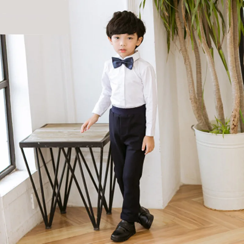 Conjunto de ropa escolar para niños y niñas, traje de estudiantes de primaria, uniforme escolar japonés coreano, camisa blanca y corbata de falda azul marino