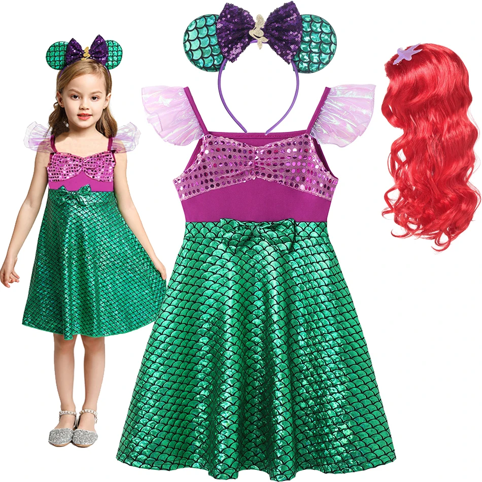 

Ariel Rapunzel Children Fancy Clothes Cosplay Costumes Kids Vestidos Frozen Elsa Anna Ariel Baby Girls Casual Princess Dresses