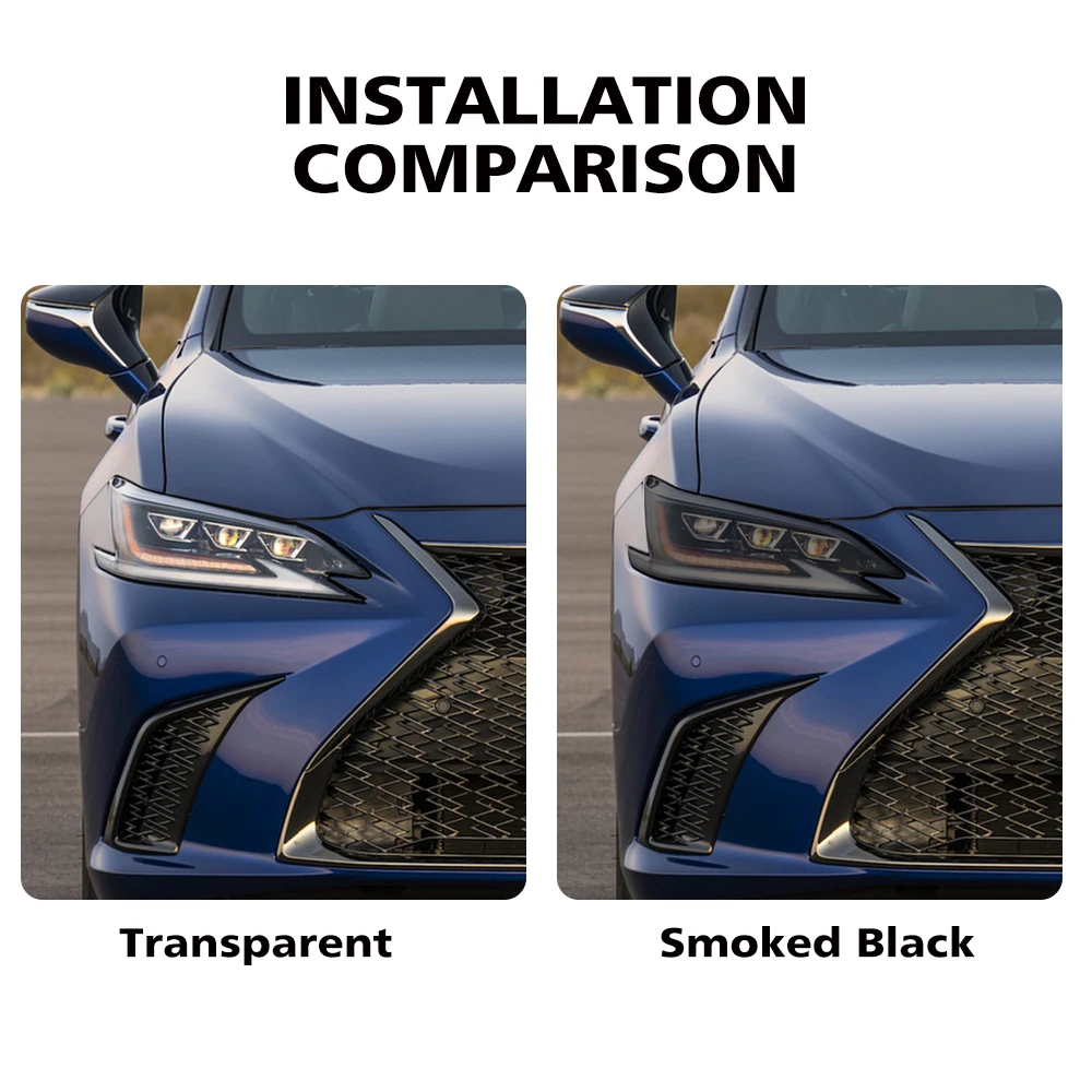 For Lexus ES 2015-2025 High-Gloss Smoke Black Pre-Cut TPU Headlight Protection Film PPF Kit Anti-Scratch Vinyl Wrap Cover