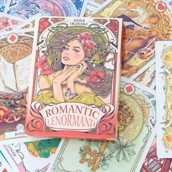 Romantyczne motywy kwiatowe Lenormand Oracle w stylu Art Nouveau 10,5 * 7,5 cm 37 sztuk kart (z 1 specjalną kartą)