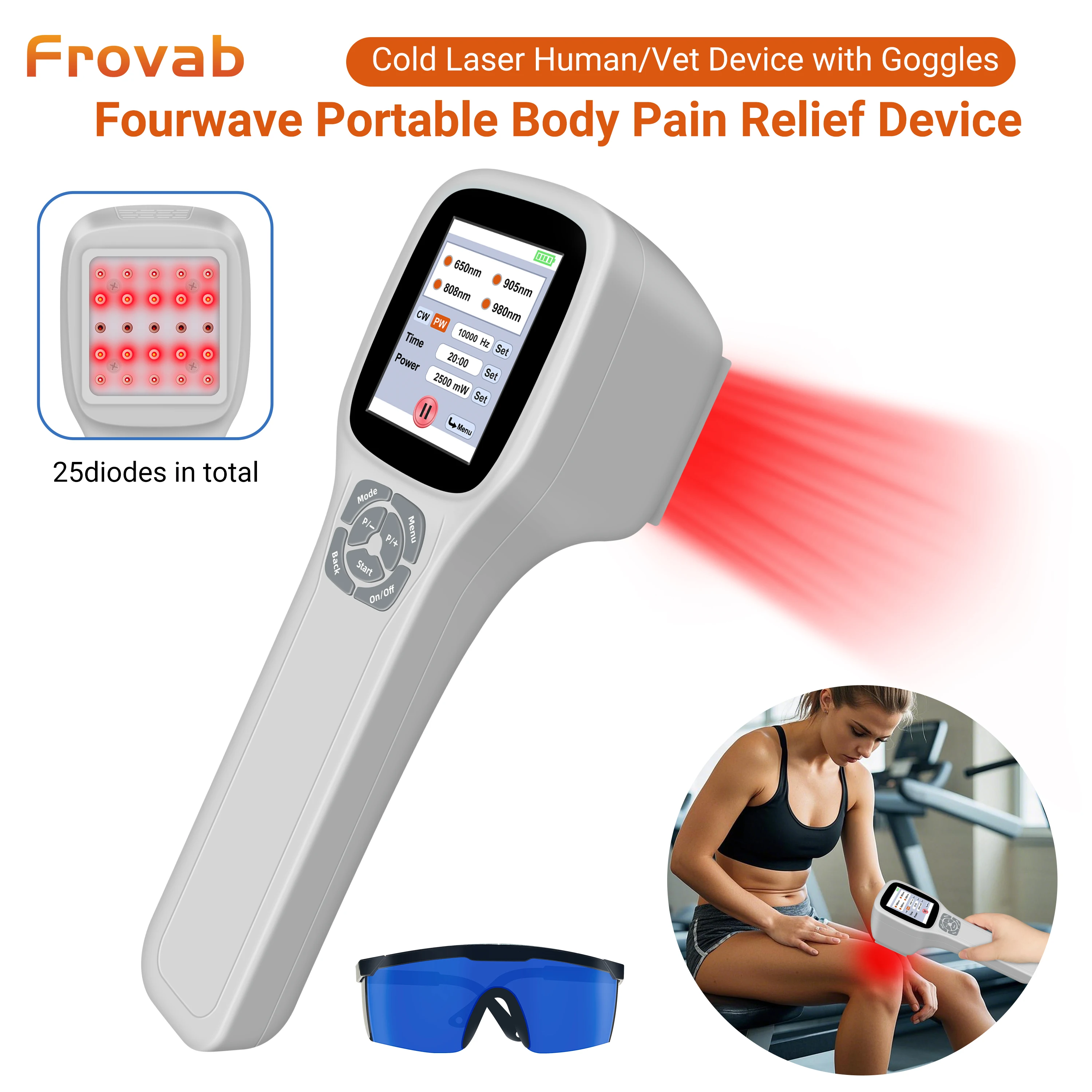 

2500mW Red Infrared Cold Laser Therapy Device LLLT Non-invasive Arthritis Pain Relief Inflammation Home Physiotherapy Equipment