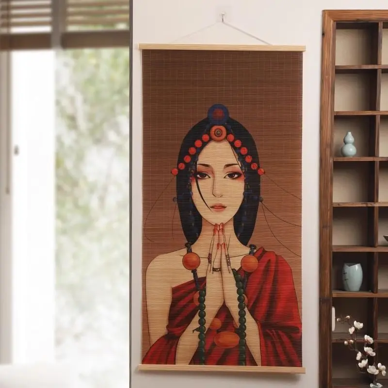 

Modern Chinese Decorative Painting Roller Shutter Corridor Living Room Tea Room Entrance Painting Printing Bamboo Curtain