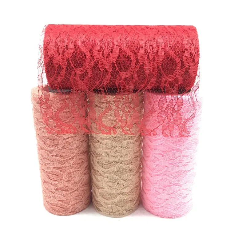 15cm 10Yards Lace Tulle Roll Apparel Sewing and Fabric Wedding Decoration Party Chair Sash Bow Table Runner Decoration