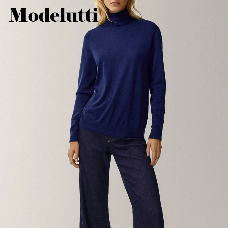 New Autumn 2023 Winter Fashion Temperament Turtleneck Knitted Bottoming Shirt Multicolor Solid Color Slim Simple Women