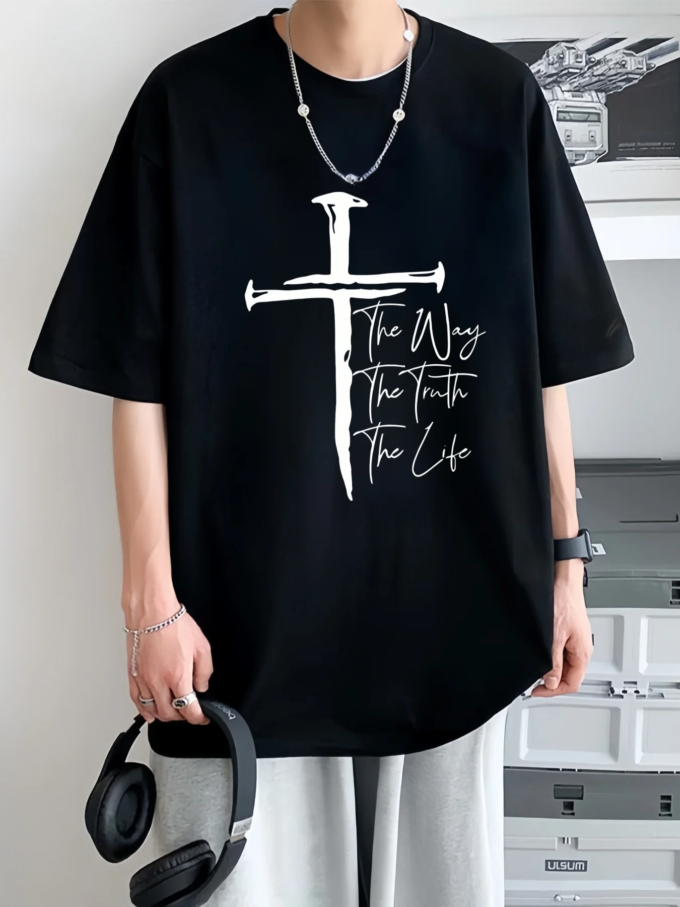 �y�Z�[�����z�N���X �O���t�B�b�N T�V���c The Way The Truth The Life �����Y 220gsm �V�����ẴJ�W���A�� �N���[�l�b�N �s���A�R�b�g�� ���� T�V���c