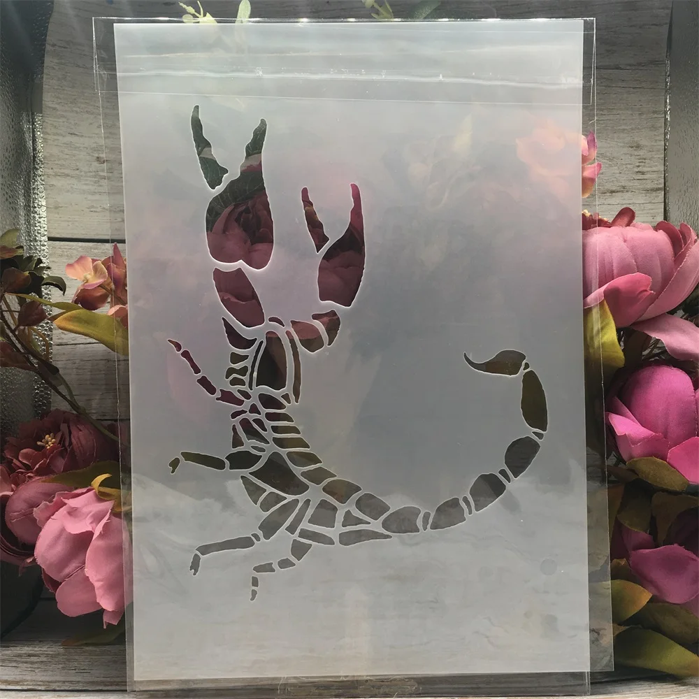 A4 29cm Fighting Scorpion DIY Layering Stencils Wall Painting Scrapbook Coloring Embossing Album Decorative Template