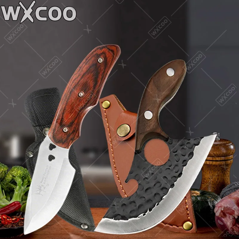 WXCOO 1PCS Cuchillo de Cocina Forjado, Accesorios de Cocina, Cuchillo de Carnicero, Cuchillo Abrebotellas, Cuchillo para Cortar Carne, Cuchillo para Barbacoa, Acero Inoxidable