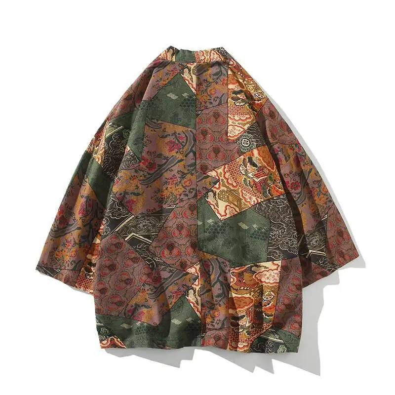 Ethnic Style Print Yukata Men Women Fashion Cotton Linen Cardigan Blouse Asian Clothes Harajuku Japanese Cosplay Kimono view 3