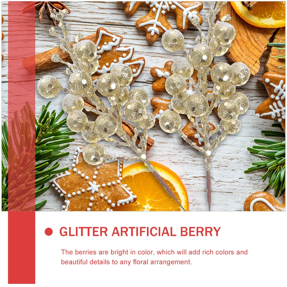 

12pcs Artificial Snowberry Picks Faux Berry Stems For Christmas Tree Decor Holiday Party Wedding Diy Crafts Xmas Decoration