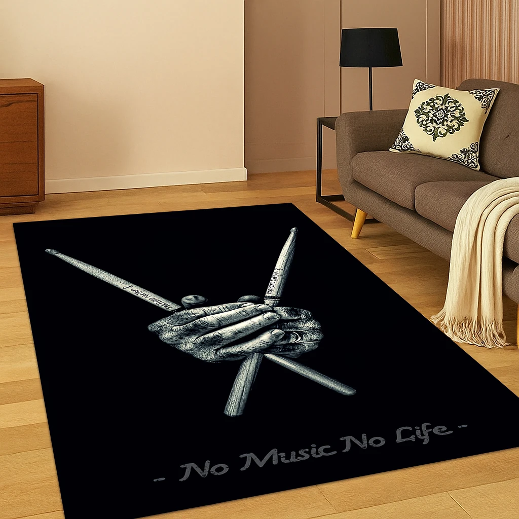 Kit de batería, instrumentos musicales, juego de batería, alfombra para dormitorio, sala de estar, sofá, felpudo, decoración del hogar, alfombra antideslizante para área de juegos para niños