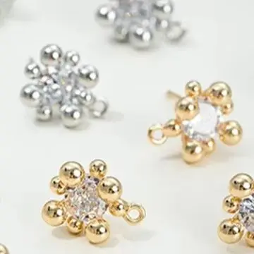 

14K Copper-Clad Real Gold Bubble Flower Stud Earrings Handcrafted DIY Pendant Silver Needle Pearl Accessory