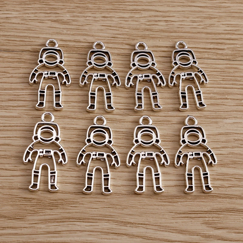 Tusember 12*20mm 20 Stück Antik-Silberfarbene Charms, Legierung Raumfahrer-Astronauten-Anhänger, DIY Handgemachte Schmuckherstellung Zubehör – Detail 7