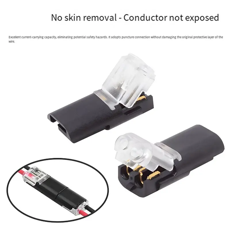 AA60-Strip Terminal Connector 2 Pin Way Plug Waterproof Electrical Connector Quick-Connect Terminal Block Dual Wire 10Pcs