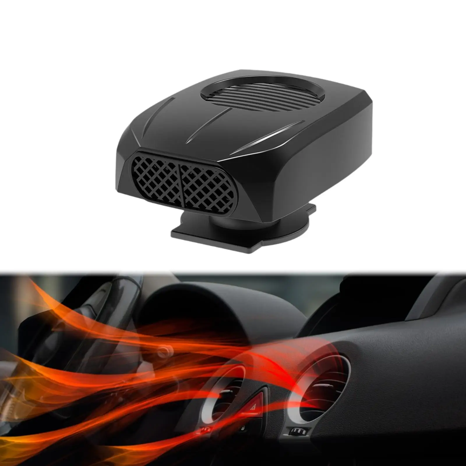 2 en 1 ventilador calentador de coche para vehículo 12V/24V ahorro de espacio portátil 360 °   Base giratoria