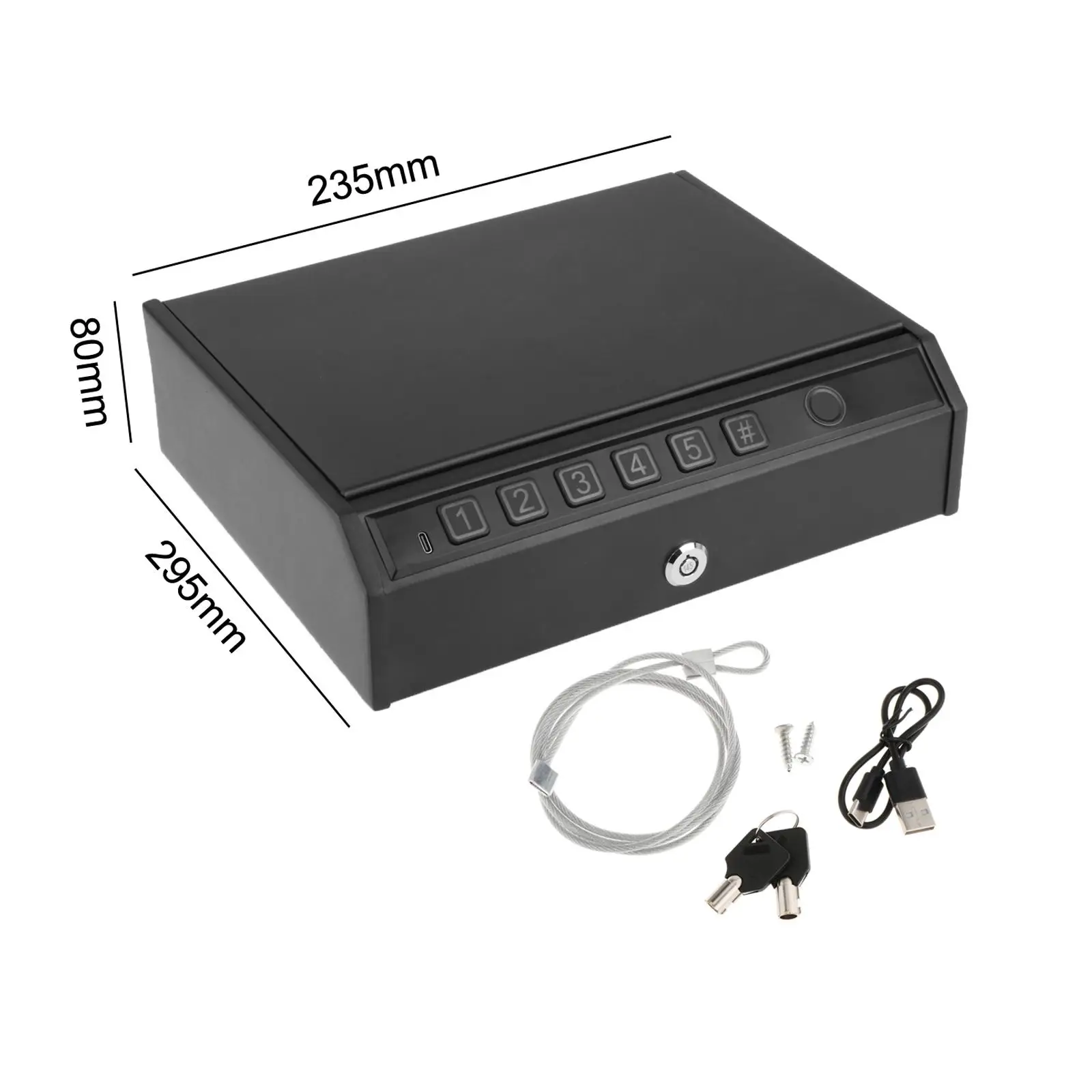 Mini caja de seguridad con luz con cerradura de huella dactilar, gran capacidad, Mini caja de seguridad para dormitorios, cabecera, oficina, mesita de noche para el hogar