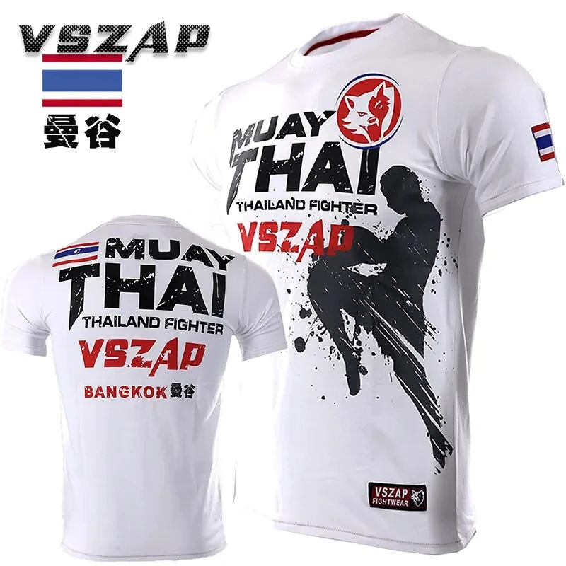 Men\'s Muay Thai T Shirt Sports Running T Shirt Men\'s Gym Fitness MMA Training Shirts Dry Fit Sportswear Boxing Quick Dry