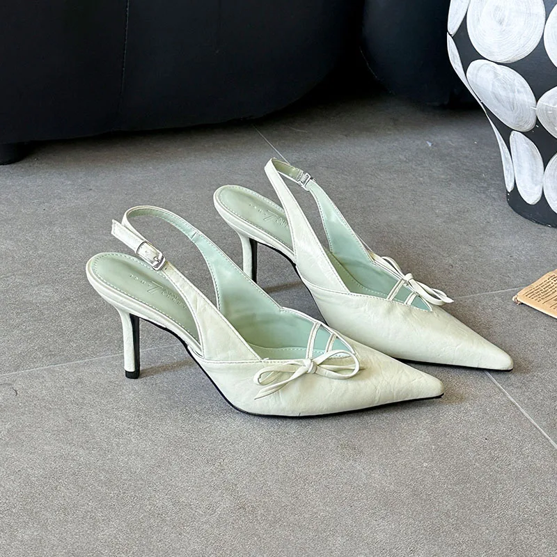 

Fashion Pointed Toe Ladies Heels Pumps Shoes Butterfly-Knot Female Slingbacks Slides Sandals Comfort Women High Heels Shoes