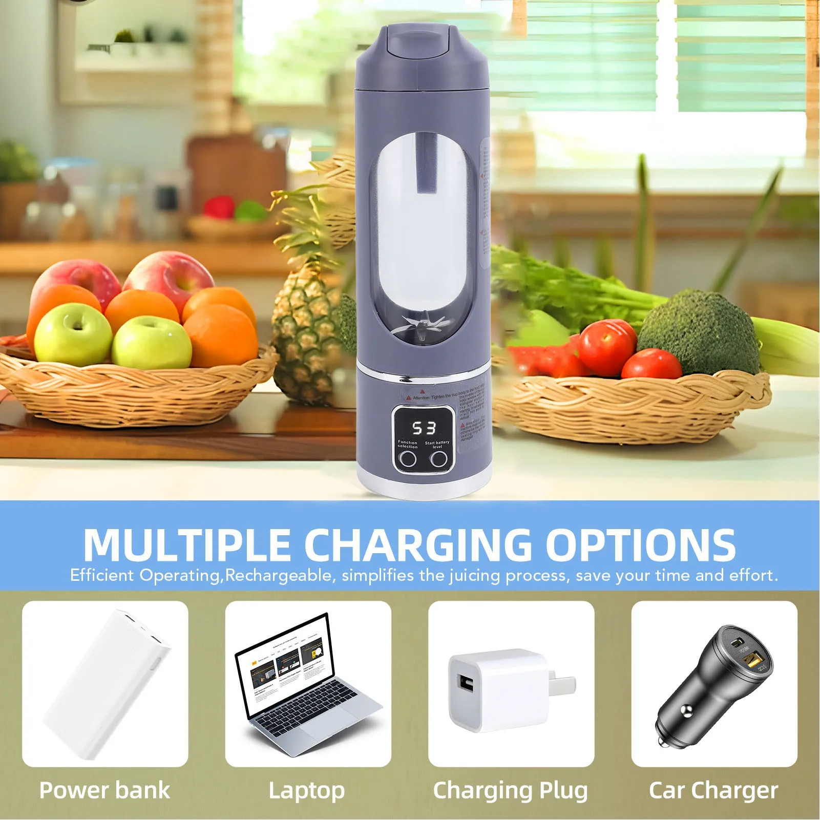 450ML 휴대용 Juicer 컵 홈 오피스를위한 작은 여행 블렌더 USB 충전식 자동 과일 블렌더