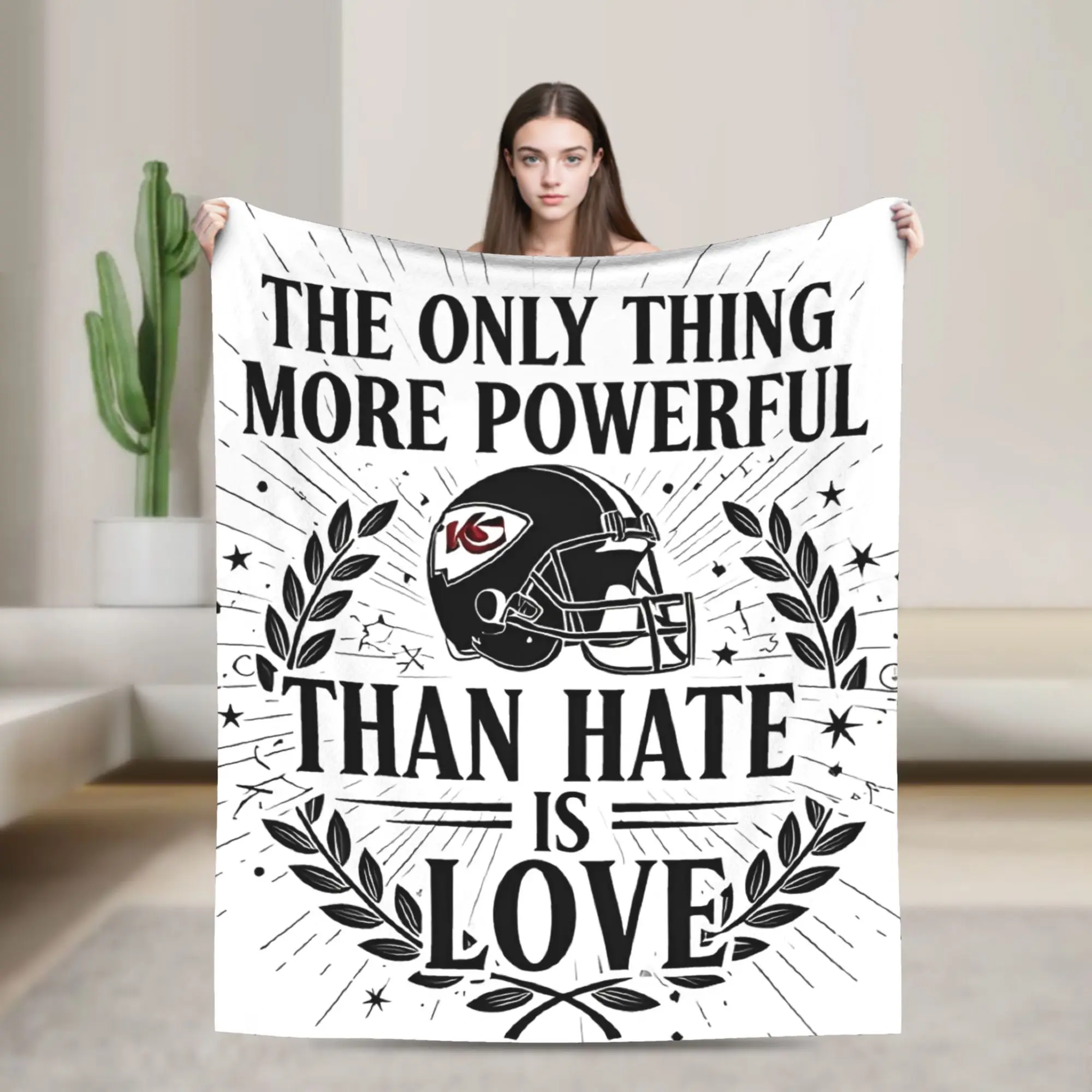 The Only Thing More Powerful Than Hate Is Love Blanket  Fleece Funny Warm Throw Blankets for Bedspread  Winter
