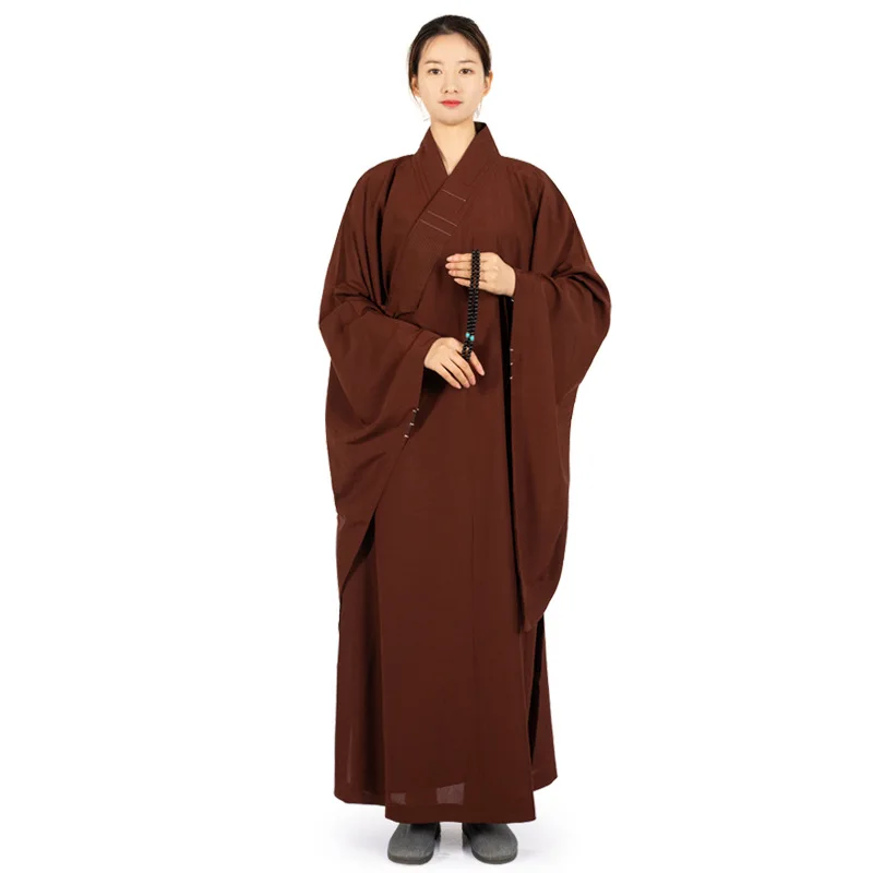 Traditional Chinese Robe Linen Monks Long Gown for Buddhism Haiqing Adults Meditation Clothes Buddhist Monk Clothing