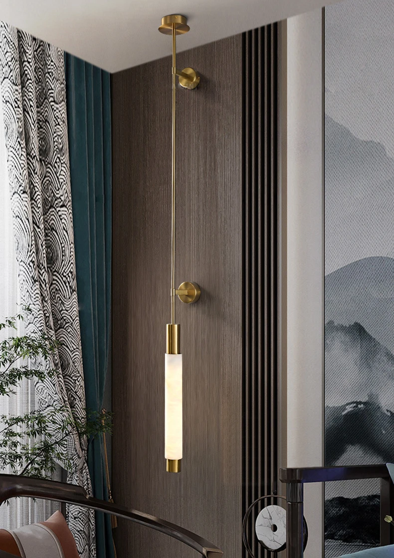 Simple Natural White Marble Wall Light Copper