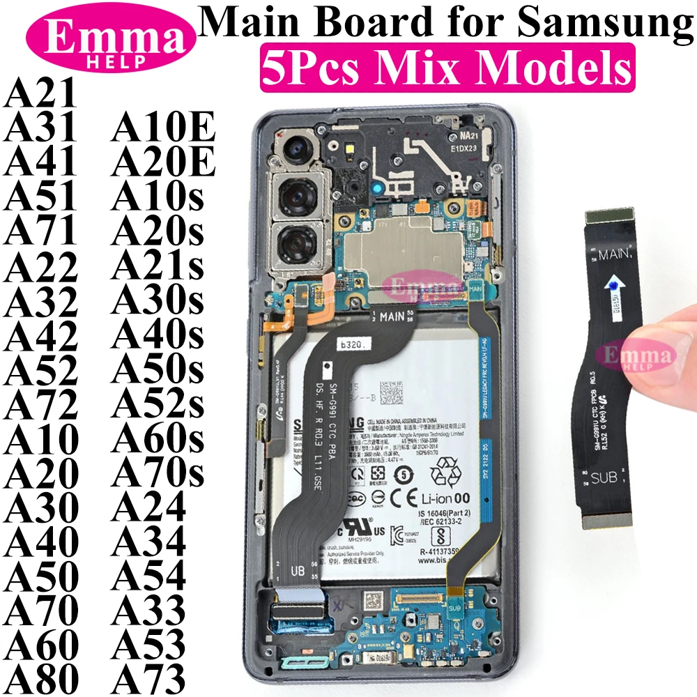 5Pcs Main Board Motherboard Flex Cable For Samsung A10s A20s A32 A42 A52 A22 A72 A21 A33 A53 A54 A34 A52s A73 S21 Mainboard Flex