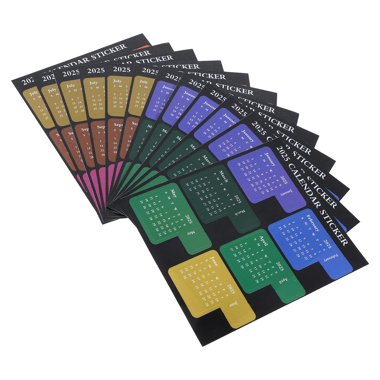 12 Sheets Calendar Stickers Self Adhesive Monthly Index Tabs Bright Color Notepad Decor for 2025 Planner Organizer Notebook