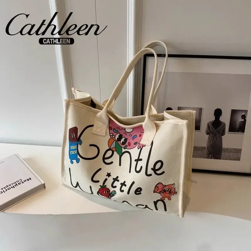 2024 Kathryn's New Fashion Printed Portable Large Capacity Mommy Commuter Single Shoulder Diagonal Multi-way Canvas Tote Bag