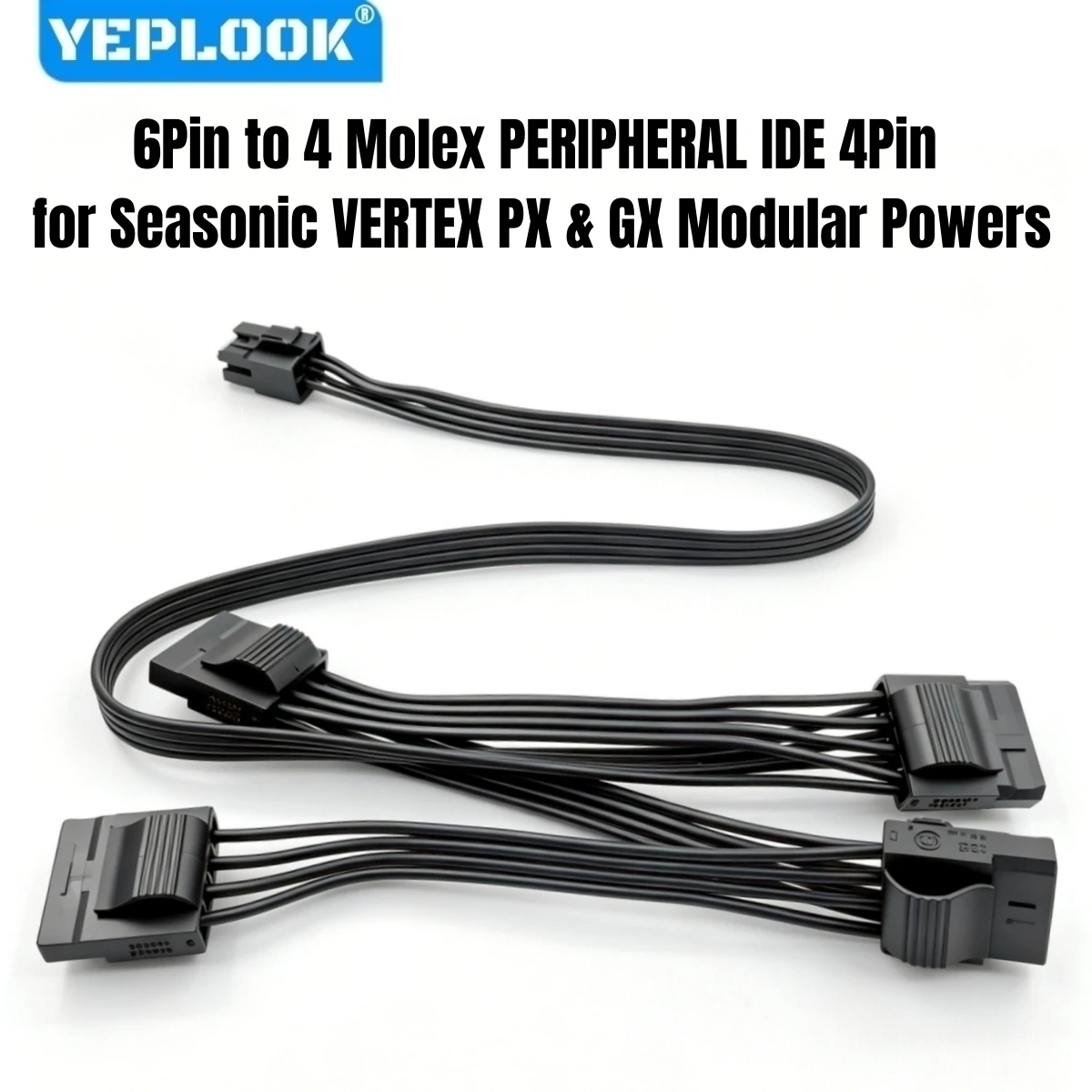 6Pin to 4 Molex IDE 4Pin Perif PATA Power Cable for Seasonic VERTEX GX GOLD & PX PLATINUM 1200W, 1000W, 850W, 750W Modular Power