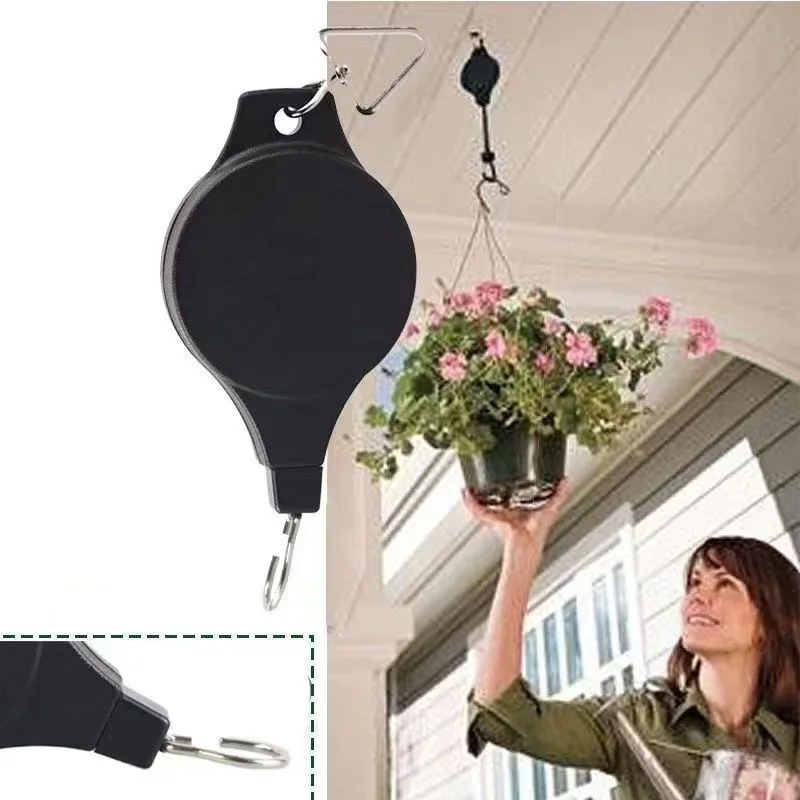 Garden Baskets Pots Hanging Hook Adjustable Lift Plant Pulley Set Retractable Pulley Pull Down Hanger Plants Flower Hanger Hook