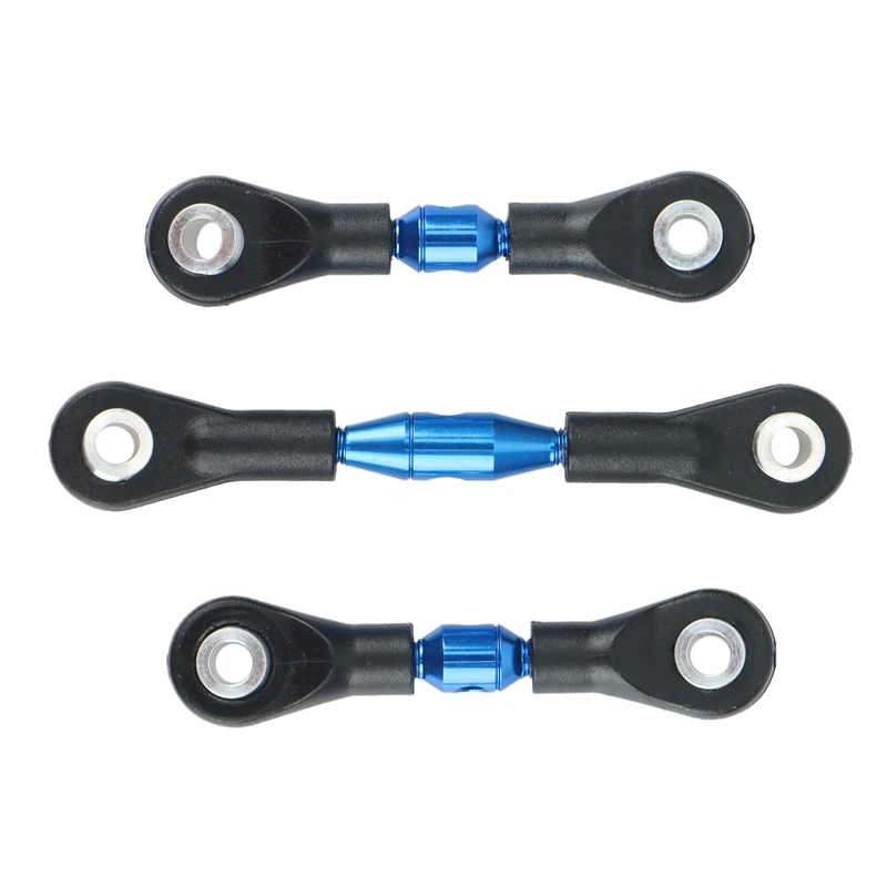 Metal Steering Link Rod Tie para Tamiya, Peças de Atualização do Carro, Acessórios Azuis, TT-01, TT01, 1, 10 RC, 3pcs