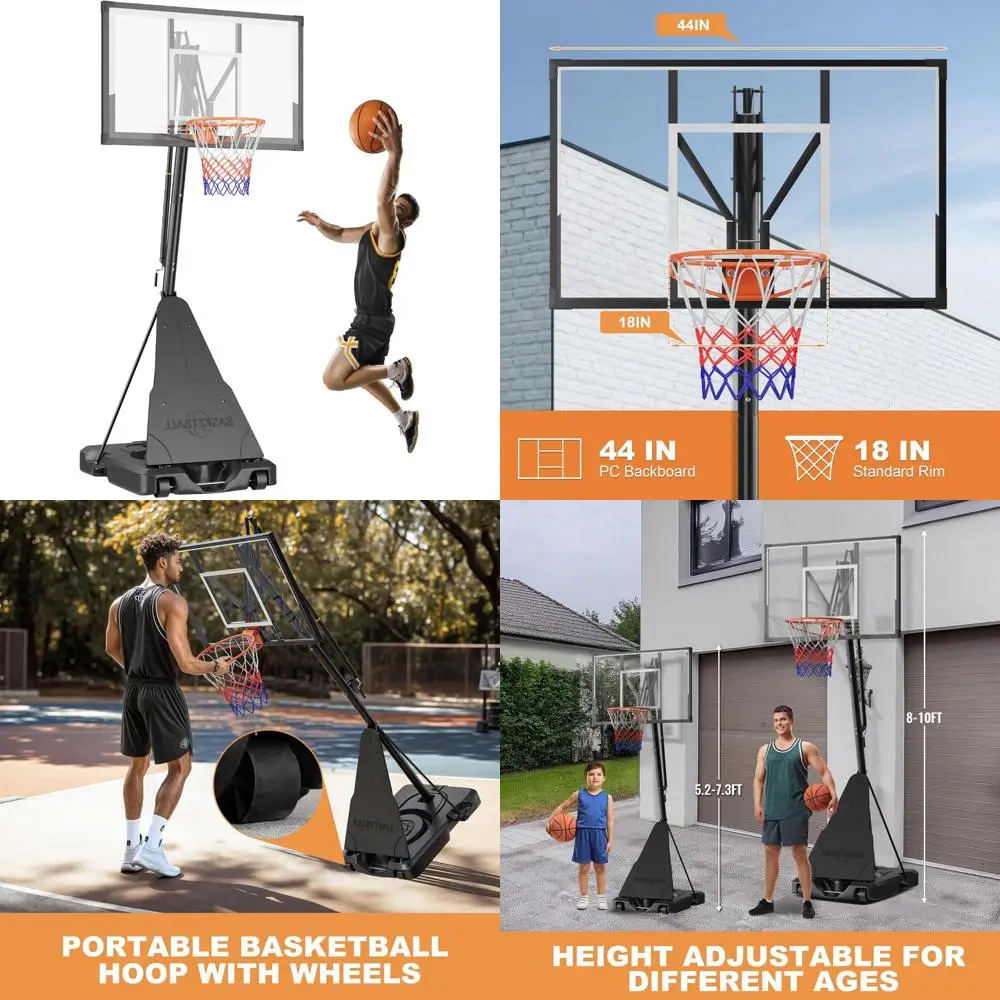 

Регулируемое уличное баскетбольное кольцо 5-10 футов с ручным управлением, футляр для ПК 33/44 лет, колеса для улучшенных игр
