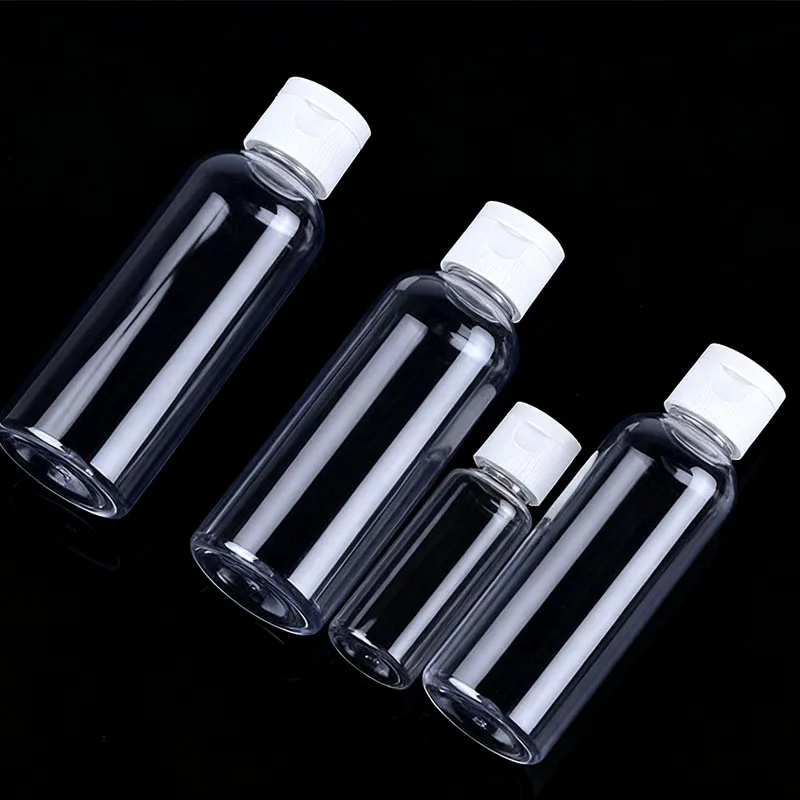 10Pcs Empty 5-100ML Mini Clear PET Plastic Bottles with Flip Caps Travel Sample Container For Liquids Shampoo Lotion Conditioner