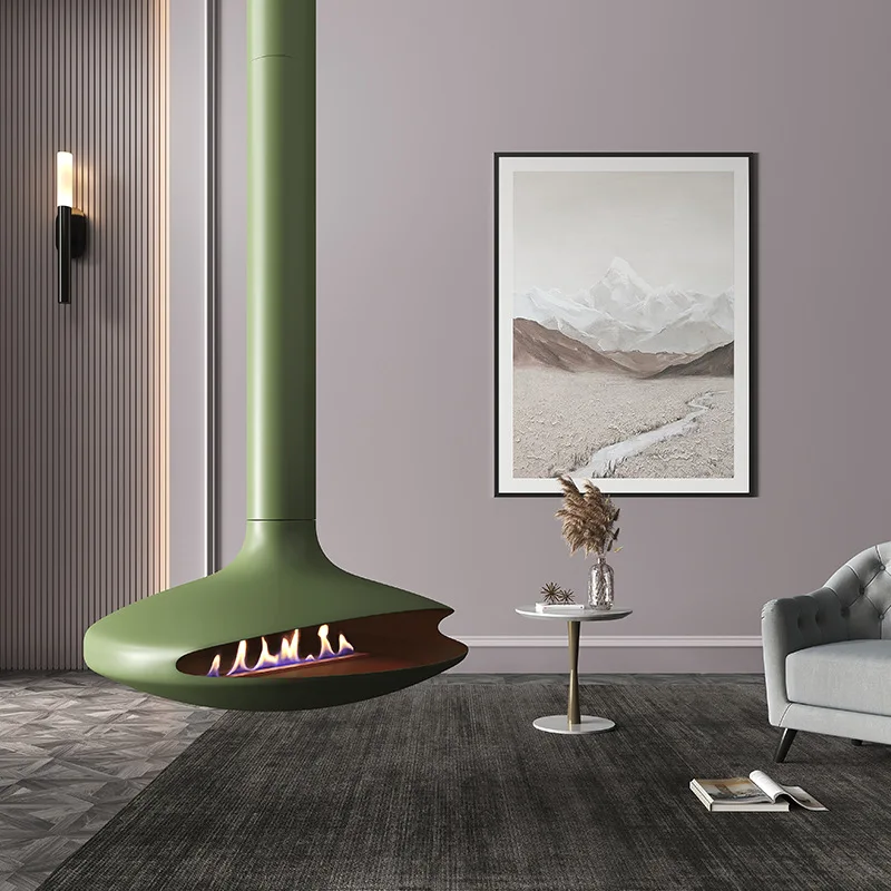 

【Hot】Modern Design Indoor Roof Suspended Fireplace Wall-mounted Steel Stove for Wood-Burning Elegant Wooden Burning Fireplace